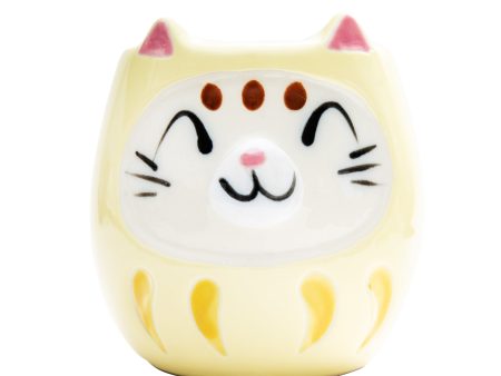 Yellow Daruma Cat Porcelain Mug Hot on Sale