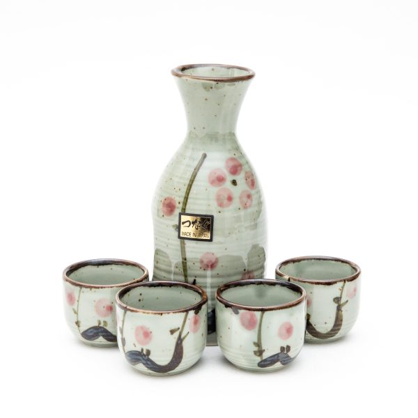 5pcs Plum Blossoms For Gift In Box Ceramic Tokkuri Sake Bottle & Cups Discount