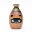 3pcs Raccoon Dog For Gift In Box Ceramic Tokkuri Sake Bottle & Cups Sale