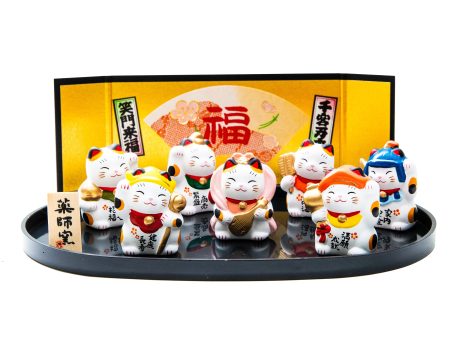 Yakushigama Seven Lucky Gods Beckoning Cats Set Online Hot Sale