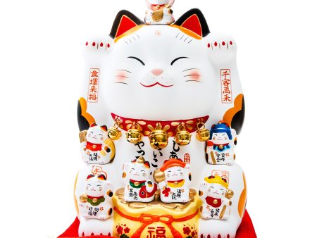 Yakushigama Ceramics Giant Beckoning Cat with Seven Lucky Gods Fashion