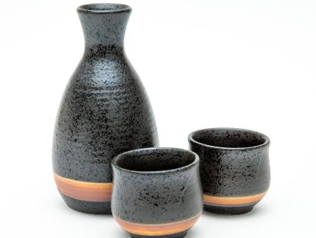 3pcs Line For Gift In Box Ceramic Tokkuri Sake Bottle & Cups For Sale