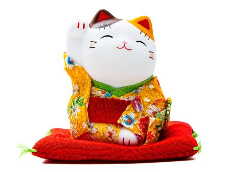 Yakushigama Ceramic Beckoning Cat with Kimono Online