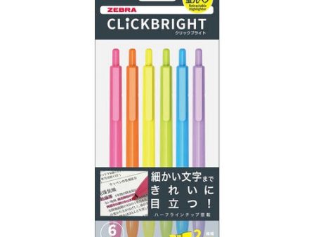 Zebra Clickbright Highlighter Pens 2mm Set of 6 For Discount