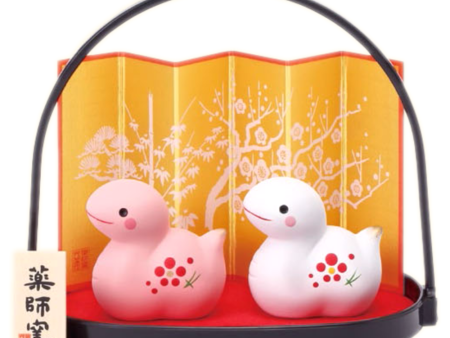 2pcs Snake Japanese Folding Screen With Handbasket Ceramic New Year Ornaments on Sale