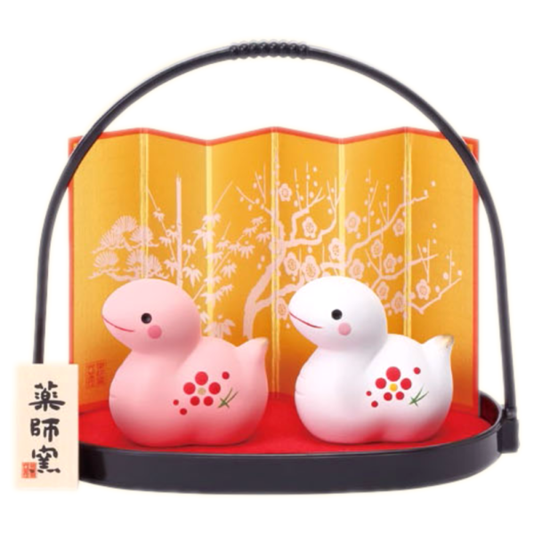 2pcs Snake Japanese Folding Screen With Handbasket Ceramic New Year Ornaments on Sale