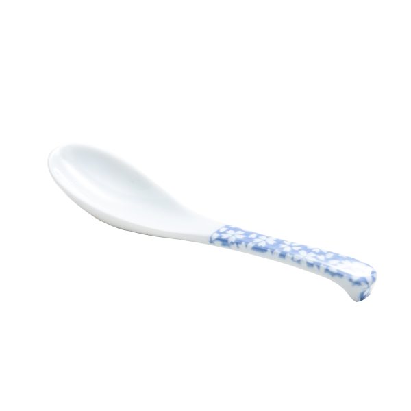 Floral Dyed Pattern Porcelain Soup Spoon Fashion