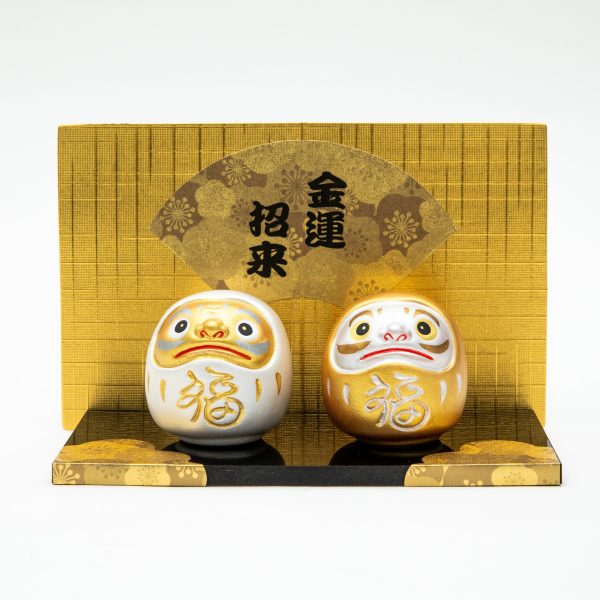 2pcs S Invites Money Daruma Japanese Folding Screen With Display Base Ceramic Ornaments on Sale