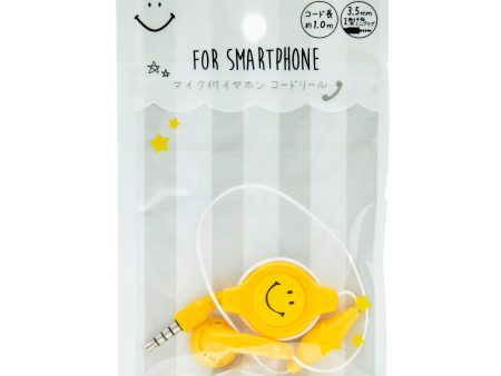 Smiley Smartphone Earphones with Microphone & Reel on Sale