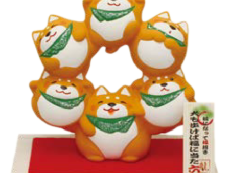 6 Shiba Dogs Forming a Circle With Display Base Ceramic Ornament For Discount