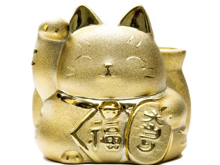 Yakushigama Gilded Jackpot Beckoning Cat Ceramic Coin Bank For Sale