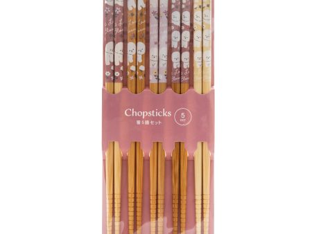 5 Set Bamboo Chopsticks 22.5cm on Sale