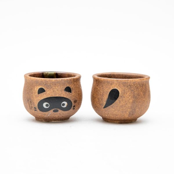 3pcs Raccoon Dog For Gift In Box Ceramic Tokkuri Sake Bottle & Cups Sale