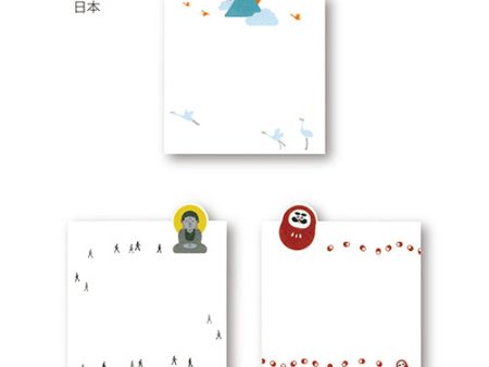 Yamazakura Bookmark Memo Pad Japan: Mt. Fuji, Buddha, Daruma Doll (3 design x 5 sheets) Fashion