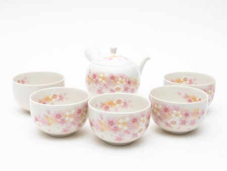 6pcs Cherry Blossoms For Gift In Box Porcelain Japanese Teapot & Teacups Online Hot Sale