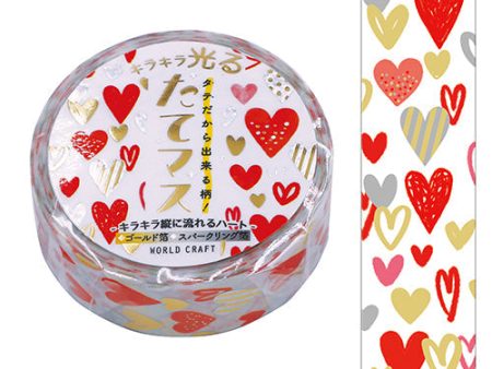 World Craft Masking Tape Glittering Fresh Mass 15mm x 5m Hearts Supply