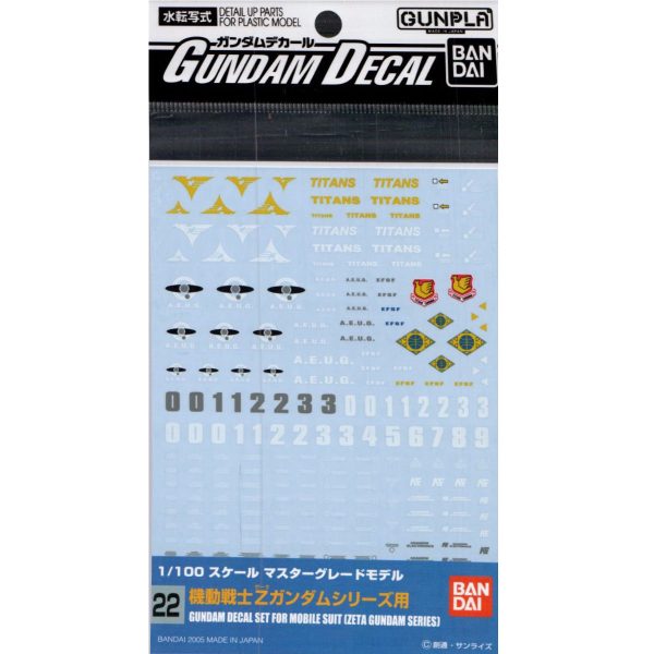 Bandai Gundam Decal 22 1 100 Zeta Gundam Series on Sale