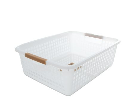 White Mesh Basket with Handle Indents Hot on Sale