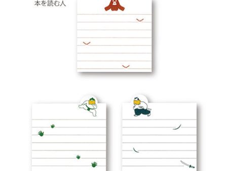 Yamazakura Bookmark Memo Pad Reading Books: Kimono Lady, Sumo Wrestler, Samurai (3 design x 5 sheets) Hot on Sale