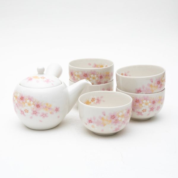 6pcs Cherry Blossoms For Gift In Box Porcelain Japanese Teapot & Teacups Online Hot Sale