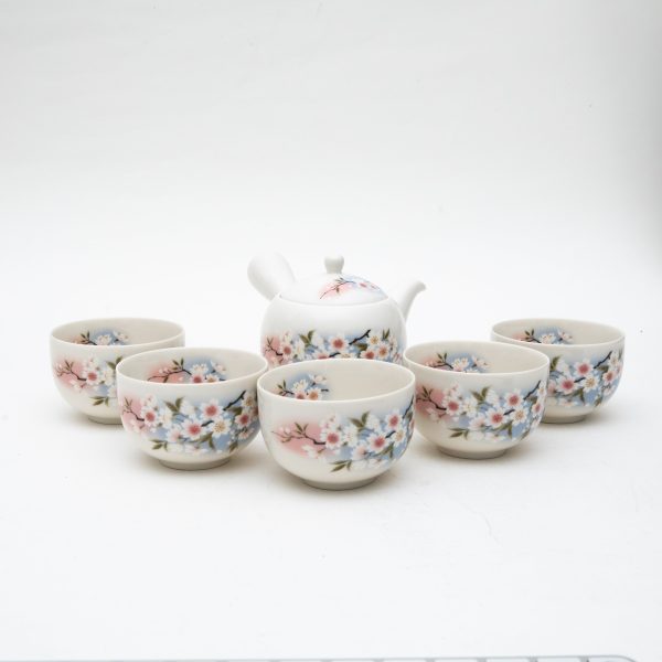 6pcs Cherry Blossoms For Gift Porcelain Japanese Teapot & Teacups Hot on Sale