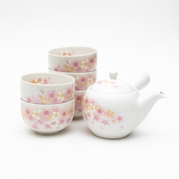 6pcs Cherry Blossoms For Gift In Box Porcelain Japanese Teapot & Teacups Online Hot Sale